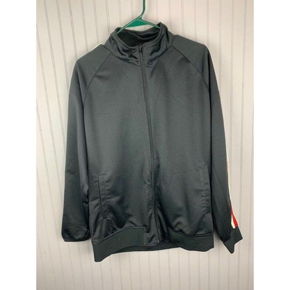 Pacsun Size M Mens Track Jacket Activewear Black Red Stripes Full Zip